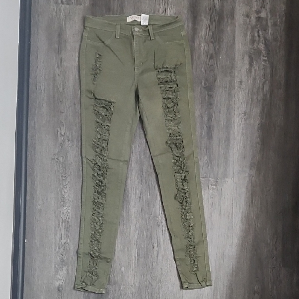 Olive Distressed Skinny Jeans
